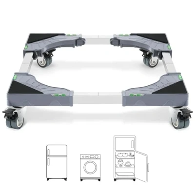 Immagine di W B D WEIBIDA Carrello Lavatrice con 4 Ruote Bloccaggio, Carico Pesante 200KG Base, Larghezza Regolabile 40 62cm Mobile anche per Asciugatrice e frigorifero