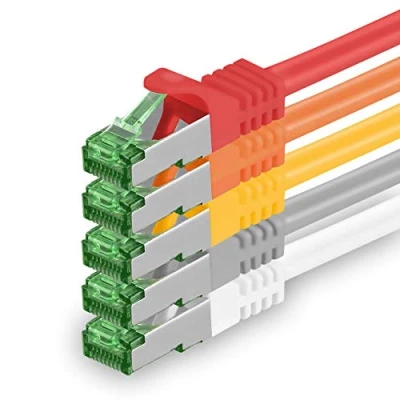 Immagine di 1aTTack.de Cat.7 Cavo di Rete 1m 5 Colori Set 01 Pezzi Ethernet LAN SFTP Spina RJ45 Cat6a 10 Gbit/s Compatibile con Cat5 Cat6 Cat8 per Switch Router Modem Patchpanel