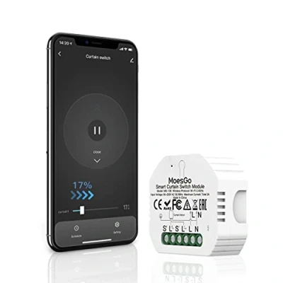 Immagine di MoesGo Interruttore Tapparelle WiFi, 2.4GHz RF433 Modulo Comando per Elettriche, Compatibile con Alexa e Google Home, Controllo App Smart Life Tuya Persiane Avvolgibili Tende