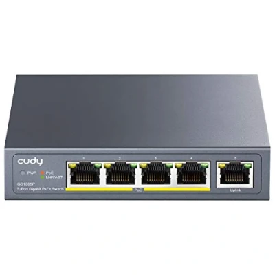 Immagine di Cudy GS1005P Switch Ethernet Gigabit 5 Porte Poe+ 60W, 4 10/100/1000Mbps Poe+, Unmanaged, No Alimentazione Aggiuntiva, 802.3af/at