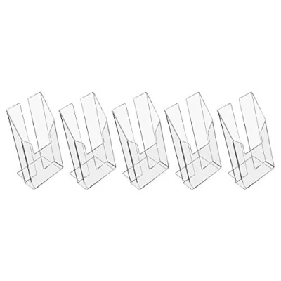 Immagine di HMF 46960 Espositore da Tavolo Porta Brochure in Acrilico 5 Pezzi DIN A6 Verticale Trasparente