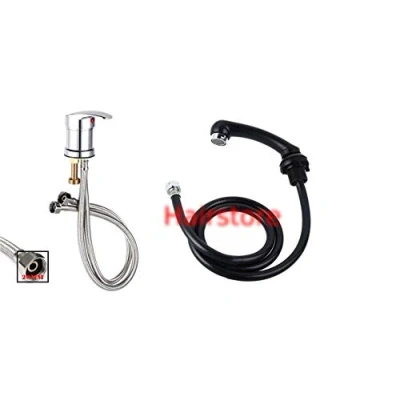Immagine di MISCELATORE LAVABO LAVANDINO UNIVERSALE COMPLETA DI 2 TUBI FLESSIBILE PER LAVATESTA PARRUCCHIERE BARBIERE PROFESSIONALE