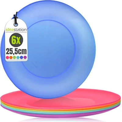 Immagine di idea station NEO piatti plastica 6 x 25.5 cm colorati bambini infrangibili set di perfetto per compleanni o campeggio