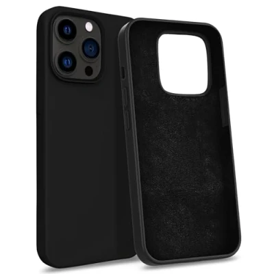 Immagine di MyGadget Custodia per iPhone 13 Pro Max Hardcase con Strato Microfibra &amp; Cover Silicone Resistente Protezione Antigraffio Antiurto Nero