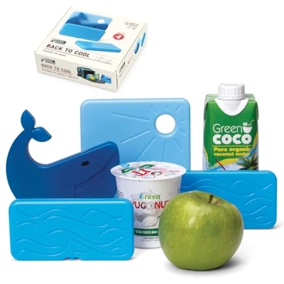 Immagine di Monkey Business Back To Cool Set di 4 Mattonelle Refrigeranti Riutilizzabili per Borse Pranzo e Termiche, Ghiaccioli Borsa Frigo Colorati Cibo (Set Balena)
