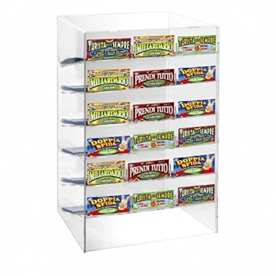 Immagine di DesignPlex Espositore gratta e vinci da banco in plexiglass trasparente a 18 scomparti Misure: 33 x 29 H43 cm