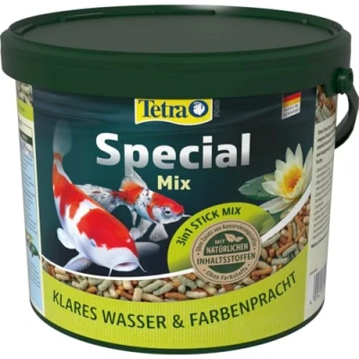 Immagine di Tetra Pond Special Mix Miscela di mangime per pesci da stagno composta tre diversi bastoncini, una crescita sana e un sistema immunitario rafforzato, secchio 5 l