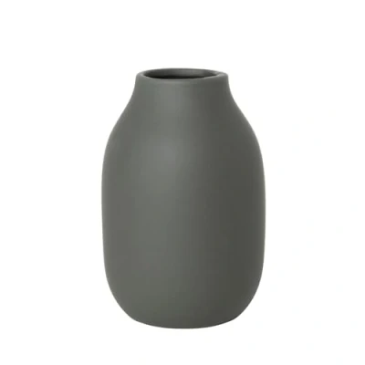 Immagine di blomus vaso COLORA S in gres, Agave Green, realizzato con lavorazione manuale, da tavolo elegante e decorativo, salvaspazio (H/L/P: 15 x 10,5 cm, 65905)