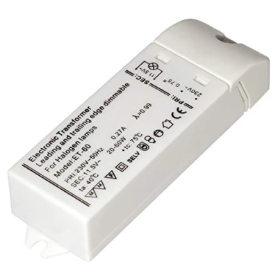 Immagine di Transmedia Trasformatore elettronico per lampade alogene SlimLine, 230 V su 12 V, 20 60 Watt con protezione da sovraccarico e temperatura eccessiva
