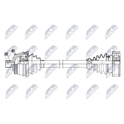 Immagine di NTY NPW AU 099 Albero motore / Semiasse Assale anteriore Dx 635mm 100mm Cambio manuale VOLKSWAGEN: Passat B5 GP Variant, Variant