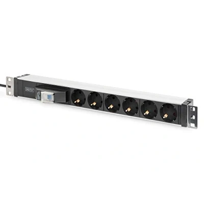 Immagine di Digitus DN 95417 19 pollici Multipresa per armadio rack 1 U Presa schuko Argento/Nero, Argento, Nero
