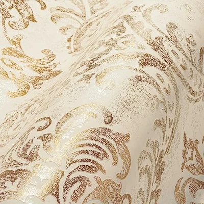 Immagine di Livingwalls Travel Styles Carta da parati in tessuto non tessuto, effetto barocco, colore bianco e oro, per diversi ambienti, 10,05 m x 0,53