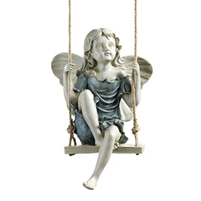 Immagine di Design Toscano EU42046 Statua Fata dell&#039;Estate su Un&#039;Altalena, Abbronzatura, 14x19x29 cm