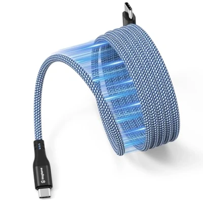 Immagine di Magtame cavo magnetico USB C, bobina C a 60W (3A), flessibile da 1.5M, Nylon intrecciato tipo di ricarica veloce compatibile con Phone 15, dispositivo argento