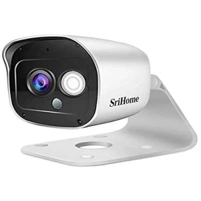 Immagine di Telecamera di Sorveglianza WiFi SriHome, Interno ed Esterno 1296p Rilevazione Movimento, Audio Bidirezionale Visione Notturna e IP66 Impermeabile