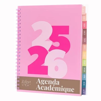 Immagine di Rileys &amp; Co agenda settimanale 2025, quaderno dei compiti a casa, scolastica, calendario 2025 2026 luglio giugno 2026, per appunti, doppio filo, 20 x 15 cm, colore: rosa, goffo, in