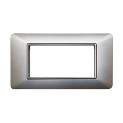 Immagine di Placche Compatibile Con Vimar Plana, Da 4 Moduli/Posti, Colore Silver