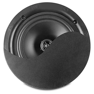 Immagine di Power Dynamics NCSP6B altoparlante da soffitto, 100 V, 6,5 pollici, 30 W, colore nero, griglia metallica, con sistema di fissaggio rapido, ideale per installazione Public Address