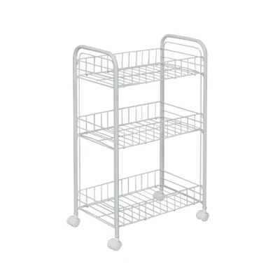 Immagine di Iris Ohyama, Carrello portaoggetti, 3 livelli, su ruote, struttura robusta, 25 x 40 68 cm, cucina, lavanderia, bagno Mesh Cart DMC Bianco