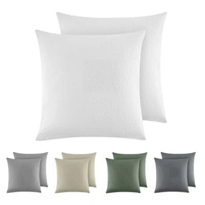 Immagine di Dreamzie Federe Cuscino Letto Cotone 80x80 cm, Set di 2, 100% Lavato, Copricuscino Bianco Con Cerniera, Federa Certificata OEKO TEX