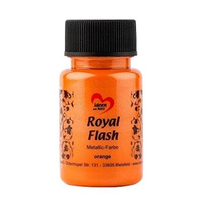 Immagine di ideen mit herz Colore acrilico metallico Royal Flash con riflessi metallici e particelle glitterati fini Vernice brillante metallizzata per gagliette 50 ml (arancia)