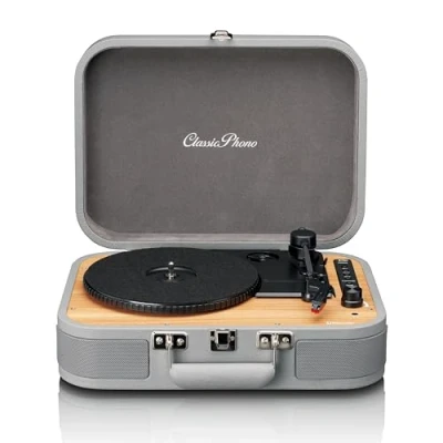Immagine di Lenco Classic Phono TT 116 Giradischi Bluetooth a 3 Velocità 33, 45 e 78 giri/min Vintage Vinile Uscita RCA Altoparlante stereo Grigio