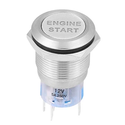 Immagine di Keenso Pulsante avviamento Motore Auto, Interruttore 12V accensione Bianco per Foro di Montaggio 19mm(Acciaio Inossidabile)
