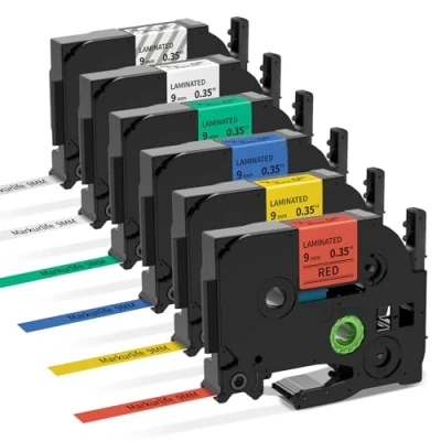 Immagine di Nastro per Etichette Markurlife Compatibile In sostituzione di Brother TZe TZ Tape 9mm 221 121 421 521 621 721 Laminato P Touch PT H107B H110 100LB 1005 1010