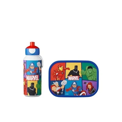 Immagine di Mepal Set da Pranzo Campus per Bambini con Borraccia Pop up e Porta la Scuola o le Gite Privo di BPA 400 ml + 750 Avengers