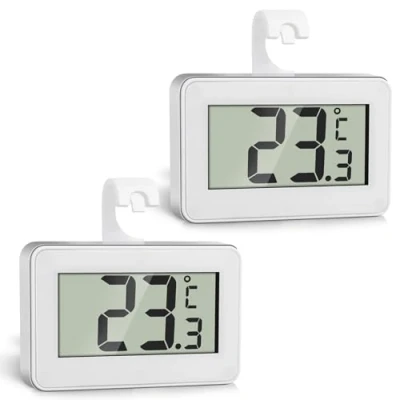 Immagine di Romon Termometro Frigorifero, 2 Pezzi Termometri Digitale Frigo, Congelatore Impermeabile con Gancio, Facile da Leggere Display LCD, Max/Min Funzione, Perfetto per Casa, Ristoranti, Bianco