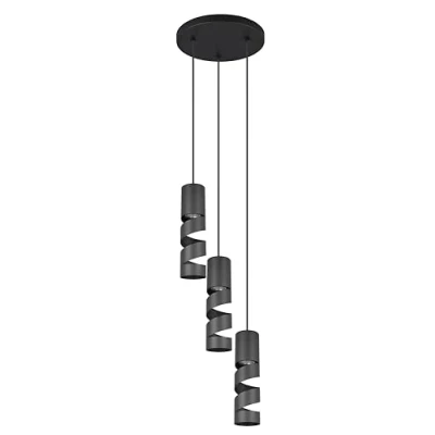 Immagine di Trio Lighting Lampada a sospensione Stream, nera, Ø 28 cm, 3 luci, metallo, GU10