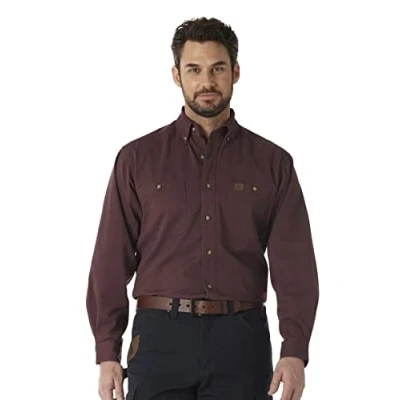 Immagine di Wrangler Logger Twill Long Sleeve Workshirt Camicia, Borgogna, M Uomo