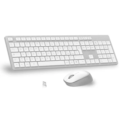 Immagine di LeadsaiL Tastiera e Mouse Wireless, Kit Wireless per Computer USB 2,4 GHz, Full Size, Silenzioso, Ergonomico, Tastierino Numerico, Layout Italiana QWERTY HP/Lenovo/Mac