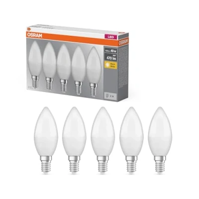 Immagine di OSRAM Lampada LED Base Classic B40 mini candela 4,9W 827, bianco caldo 2700K, E14, satinata, 470 lm, resa cromatica Ra≥80