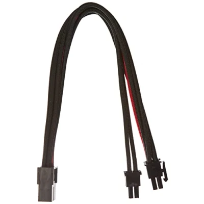 Immagine di SilverStone SST PP07 PCIBR cavo di estensione sleevato 8pin a PCI E 6+2pin, 25cm, nero/rosso