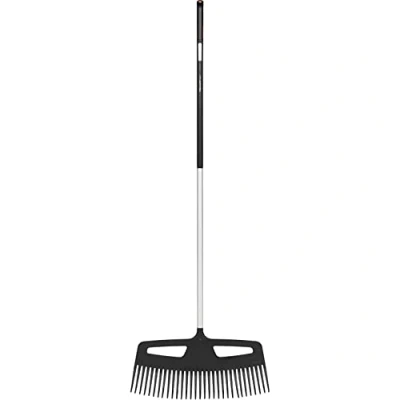 Immagine di Fiskars Scopa per foglie con denti molto resistenti, Lunghezza: 176,5 cm, Larghezza: 61,5 Nero/Arancione, Alluminio/Plastica, XXL, Xact, 1027036