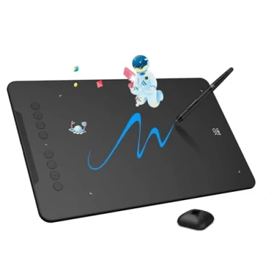 Immagine di XP PEN DECO01V2 Tablet grafico da disegno, 10 x 6 pollici, penna passiva 8192 livelli, con inclinazione e 8 scorciatoie Compatibile Windows/Mac OS/ChromeBook/Android