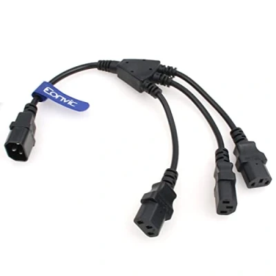 Immagine di Eonvic IEC 320 C14 maschio a 3 x C13 femmina Y Splitter cavo di alimentazione 0,3 m