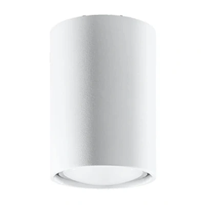 Immagine di SOLLUX lighting Lagos 10 Lampada da soffitto Design moderno con paralume cilindrico, stile industriale Lampadina GU10 sostituibile, 1 x 40 W Acciaio verniciato a polvere, bianco, 6 cm