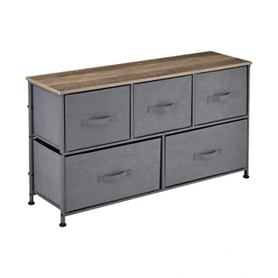 Immagine di pro.tec Cassettiera Mobiletto con 5 Cassetti in Tessuto 55 x 100 29 cm Organizzatore Comò Piano MDF Grigio