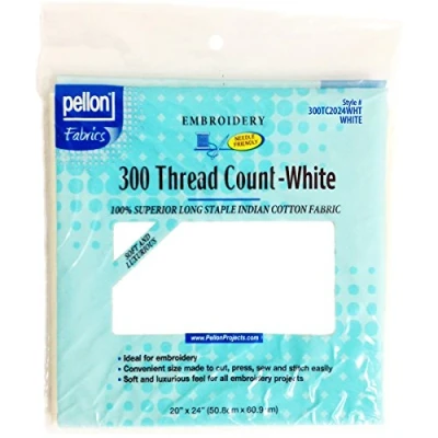 Immagine di Pellon Tessuto di Cotone a 300 Fili per Ricamo, 50,8 x 61 cm, Colore: Bianco, 20 by 24&quot;