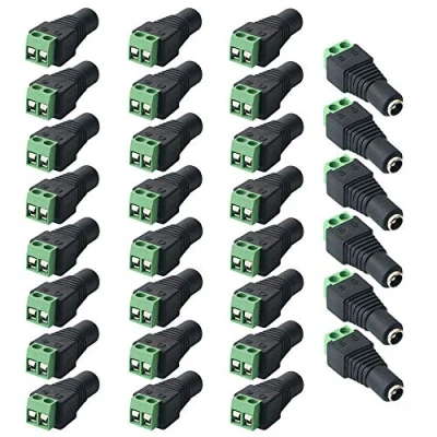 Immagine di QitinDasen 30Pcs Professionale 5.5 X 2.1mm DC Vite Terminale Spina Connettore, 12V Alimentazione Jack Connettore Adattatore, 2 Pin Femmina Presa Set per CCTV Telecamera LED Striscia