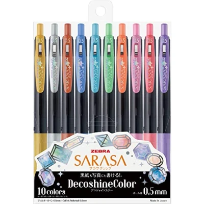 Immagine di Zebra Penna a sfera gel Sarasa Clip 0,5 mm Deco Shine Color, set da 10 colori (JJ15 10C SH)