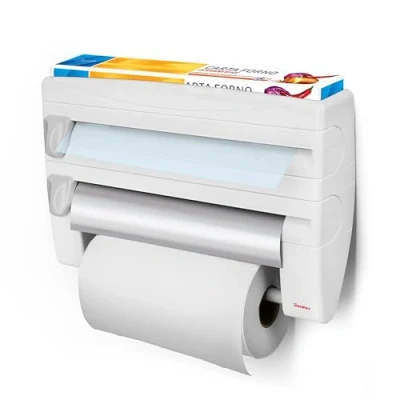 Immagine di Metaltex 254410 Dispenser portarotolo da cucina Roll n 4 in 1, bianco, 39 x 10 25 cm.