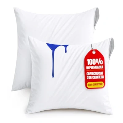 Immagine di Utopia Bedding Copricuscini Impermeabili 80x80 cm (Set di 2) con Cerniera, Federe Cuscini Letto Certificato Oeko TEX