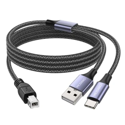 Immagine di MOSWAG 2M Cavo stampante USB2.0 MIDI USB C a Maschio B scanner Compatibile con strumento musicale, pianoforte, tastiera MIDI, microfono