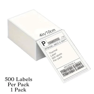 Immagine di etichette termiche, 100 x 150 mm, autoadesive per indirizzi, compatibili con stampanti di etichette, termiche dirette spedizioni ed etichettatura (500)