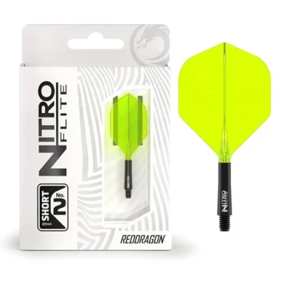 Immagine di RED DRAGON Freccette Nitro Flite Integrated Flight &amp; Shaft System N. 2 forma e design colore nero giallo, lunghezza corta