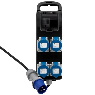 Immagine di Brennestuhl BRENNENSTUHL Distributore di Corrente Portatile con Interruttore Protezione BSV P CEE 230V/16 A, Made in Austria, Spina &amp; 4x Prese CEE, Fissabile a parete, Cavo 2 metri, IP44