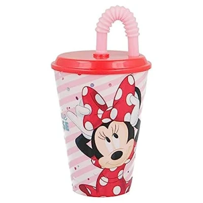 Immagine di ALMACENESADAN 2673; bicchiere con cannuccia riutilizzabile Minnie ; capacità 415 ml; prodotto in plastica; senza BPA